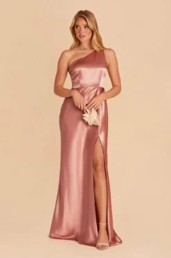 Kira Shiny Satin Dress - Desert Rose 10 Kira Shiny Satin Dress - Desert Rose -US Skirt Sales 2024 desert rose kira slit satin bridesmaid dress 01