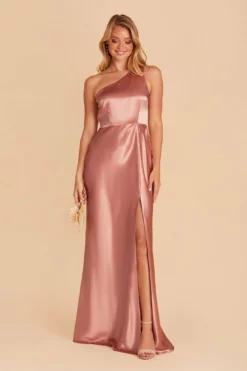 Kira Shiny Satin Dress - Desert Rose 11 Kira Shiny Satin Dress - Desert Rose -US Skirt Sales 2024 desert rose kira slit satin bridesmaid dress 02