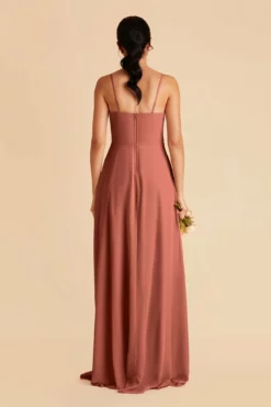 Winnie Convertible Chiffon Dress - Desert Rose -US Skirt Sales 2024 desert rose winnie convertible slit bridesmaid dress 01