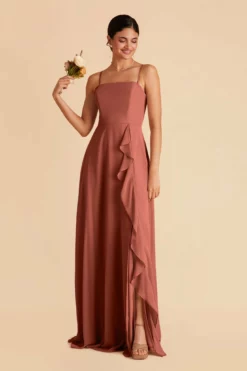 Winnie Convertible Chiffon Dress - Desert Rose -US Skirt Sales 2024 desert rose winnie convertible slit bridesmaid dress 03