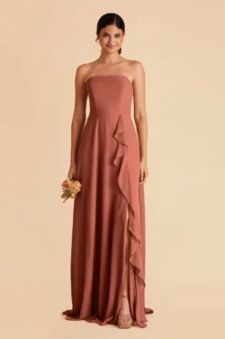 Winnie Convertible Chiffon Dress - Desert Rose -US Skirt Sales 2024 desert rose winnie convertible slit bridesmaid dress 04