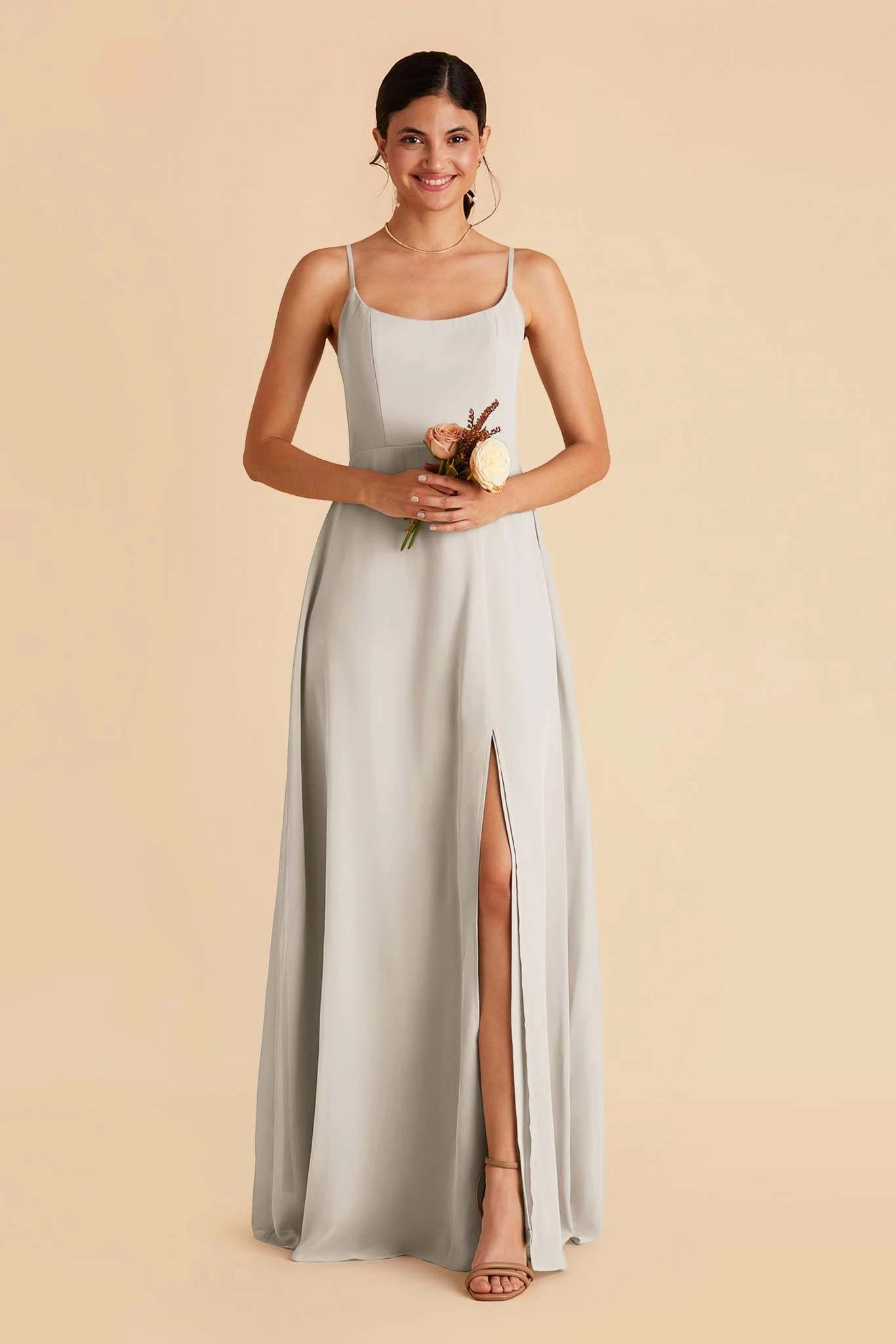 Amy Chiffon Dress - Dove Gray 4 Amy Chiffon Dress - Dove Gray - Image 4