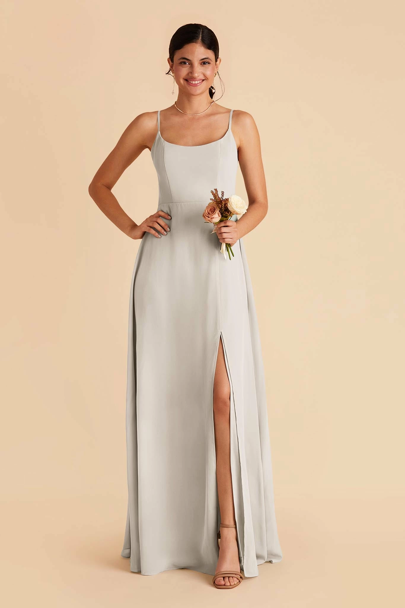 Amy Chiffon Dress - Dove Gray 1 Amy Chiffon Dress - Dove Gray