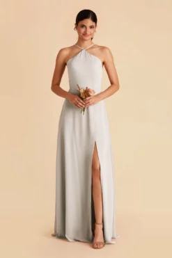 Juliet Chiffon Dress - Dove Gray -US Skirt Sales 2024 dove gray juliet slit bridesmaid dress 01