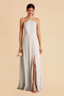 Juliet Chiffon Dress - Dove Gray -US Skirt Sales 2024 dove gray juliet slit bridesmaid dress 02