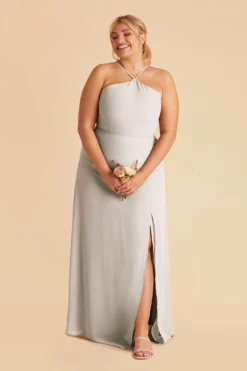 Juliet Chiffon Dress - Dove Gray -US Skirt Sales 2024 dove gray juliet slit plus size bridesmaid dress 02 aa377896 3dea 4679 8017 de81b4817012