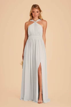 Kiko Chiffon Dress - Dove Gray 10 Kiko Chiffon Dress - Dove Gray -US Skirt Sales 2024 dove gray kiko slit bridesmaid dress 02