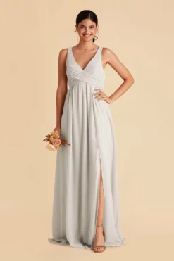 Laurie Empire Dress - Dove Gray -US Skirt Sales 2024 dove gray laurie slit bridesmaid dress 01