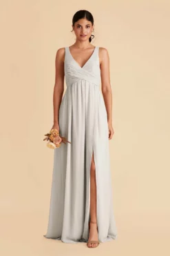 Laurie Empire Dress - Dove Gray -US Skirt Sales 2024 dove gray laurie slit bridesmaid dress 03