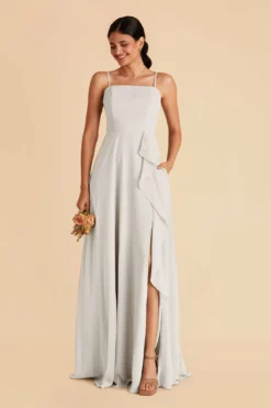 Winnie Convertible Chiffon Dress - Dove Gray 14 Winnie Convertible Chiffon Dress - Dove Gray -US Skirt Sales 2024 dove gray winnie convertible slit bridesmaid dress 03