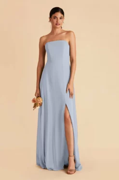 Chris Convertible Chiffon Dress - Dusty Blue