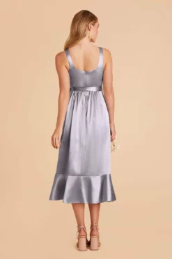 Eugenia Shiny Satin Convertible Midi Dress - Dusty Blue 14 Eugenia Shiny Satin Convertible Midi Dress - Dusty Blue -US Skirt Sales 2024 dusty blue eugenia convertible satin bridesmaid dress 05