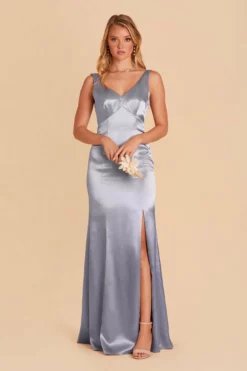 Gloria Shiny Satin Dress - Dusty Blue 11 Gloria Shiny Satin Dress - Dusty Blue -US Skirt Sales 2024 dusty blue gloria satin bridesmaid dress 01