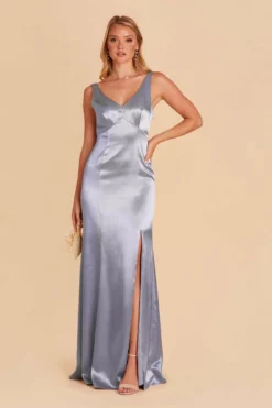Gloria Shiny Satin Dress - Dusty Blue 10 Gloria Shiny Satin Dress - Dusty Blue -US Skirt Sales 2024 dusty blue gloria satin bridesmaid dress 03