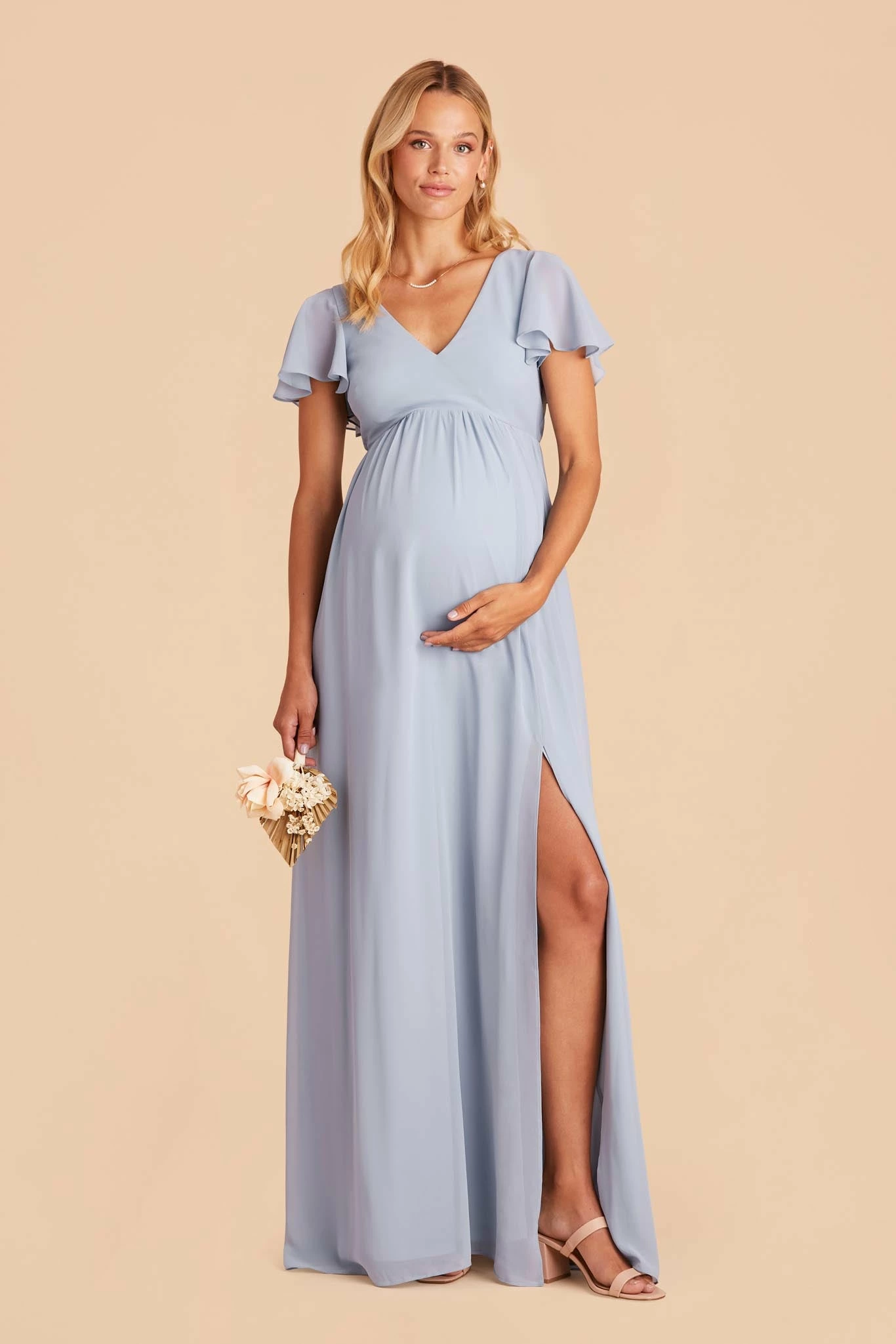 Hannah Empire Dress - Dusty Blue 2 Hannah Empire Dress - Dusty Blue - Image 2