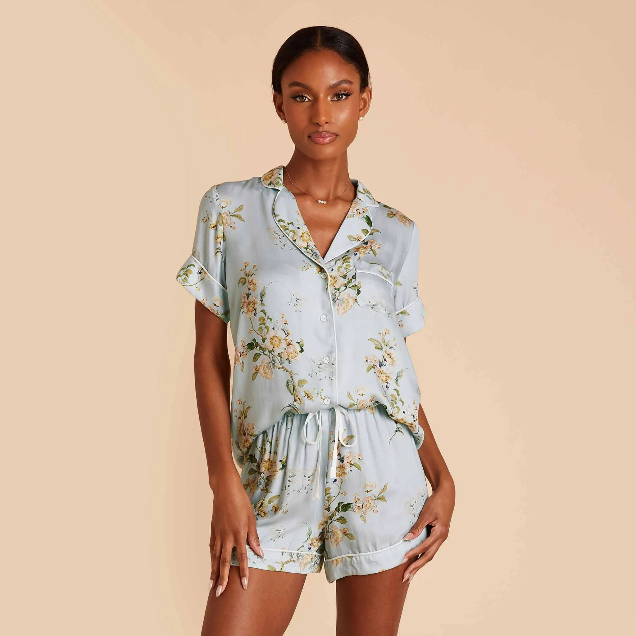 Jonny Floral Pajama Set - Dusty Blue Floral Meadow 5 Jonny Floral Pajama Set - Dusty Blue Floral Meadow - Image 5