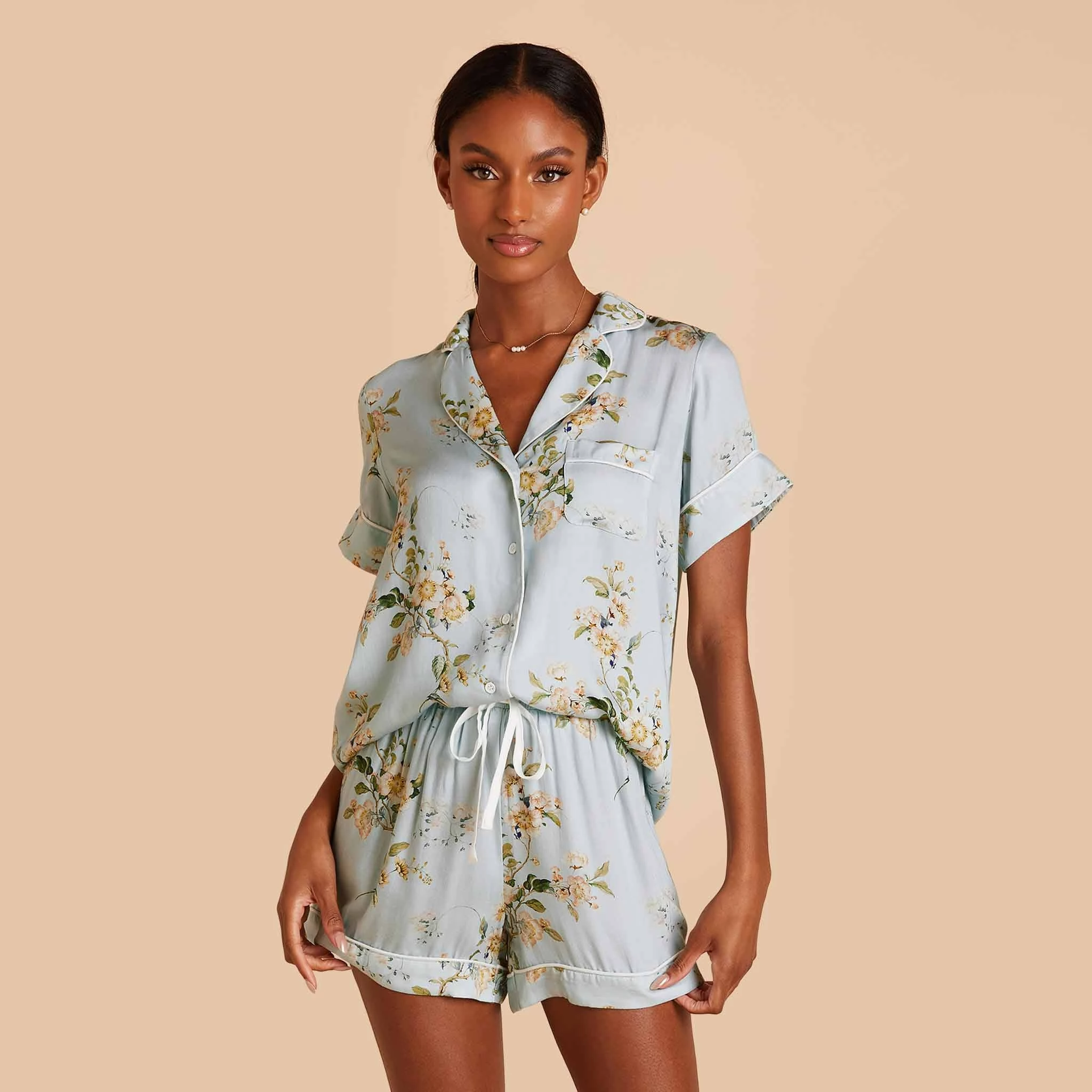 Jonny Floral Pajama Set - Dusty Blue Floral Meadow 1 Jonny Floral Pajama Set - Dusty Blue Floral Meadow