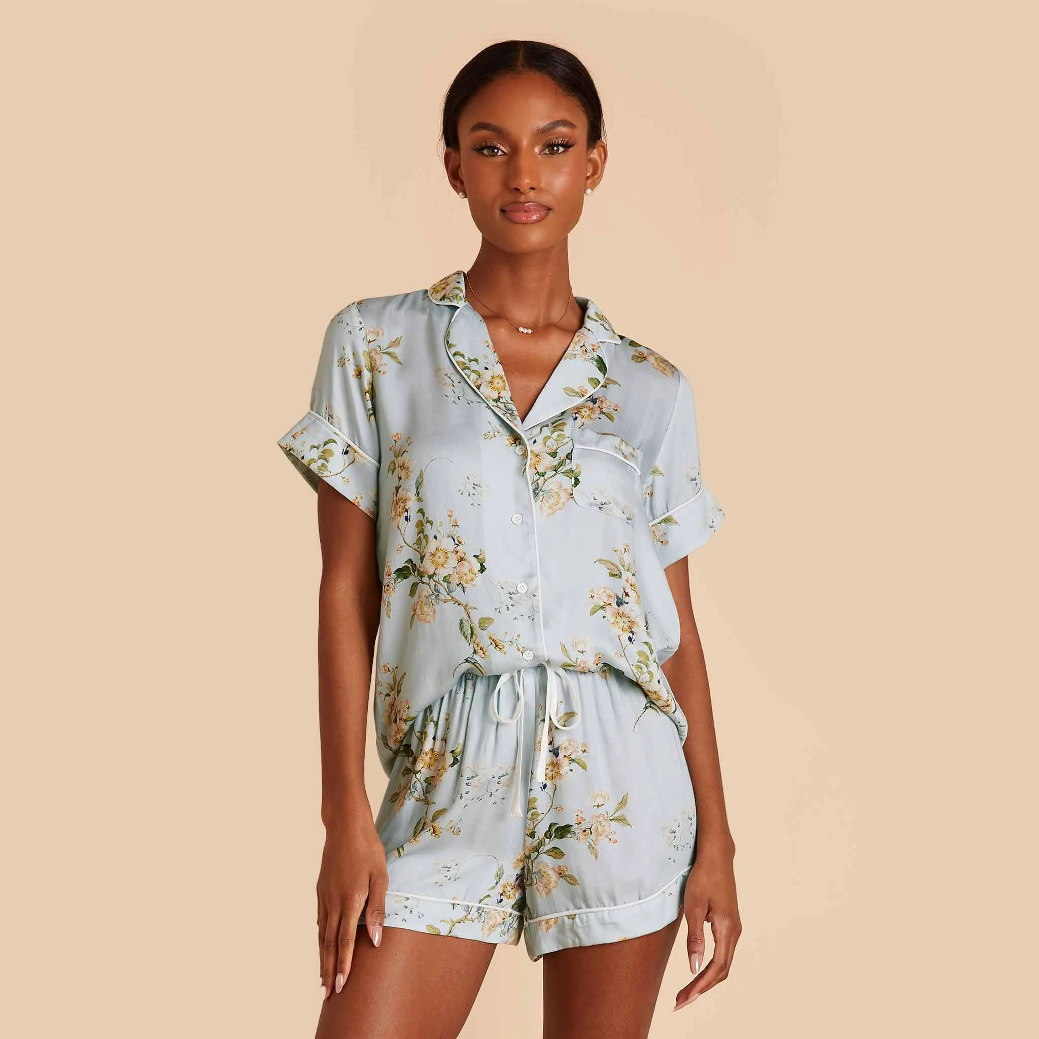 Jonny Floral Pajama Set - Dusty Blue Floral Meadow 4 Jonny Floral Pajama Set - Dusty Blue Floral Meadow - Image 4