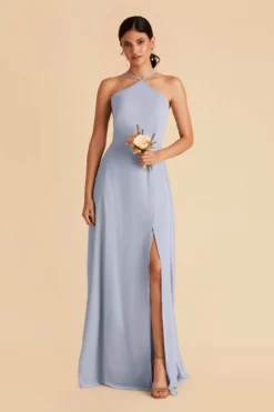 Juliet Chiffon Dress - Dusty Blue