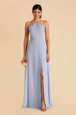 Juliet Chiffon Dress - Dusty Blue -US Skirt Sales 2024 dusty blue juliet slit bridesmaid dress 03