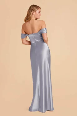 Mia Shiny Satin Convertible Dress - Dusty Blue -US Skirt Sales 2024 dusty blue mia convertible satin bridesmaid dress 04