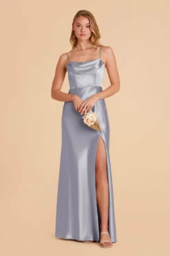 Mia Shiny Satin Convertible Dress - Dusty Blue -US Skirt Sales 2024 dusty blue mia convertible satin bridesmaid dress 07