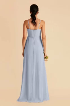 Winnie Convertible Chiffon Dress - Dusty Blue -US Skirt Sales 2024 dusty blue winnie convertible slit bridesmaid dress 01