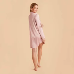 Kamryn Satin Sleepshirt - Dusty Pink -US Skirt Sales 2024 dusty pink kamryn satin sleep shirt bridesmaid pajamas 07