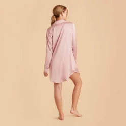 Kamryn Satin Sleepshirt - Dusty Pink -US Skirt Sales 2024 dusty pink kamryn satin sleep shirt bridesmaid pajamas 08