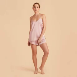 Olivia Satin Cami Top - Dusty Pink -US Skirt Sales 2024 dusty pink olivia satin cami full body bridesmaid pajamas 02 1