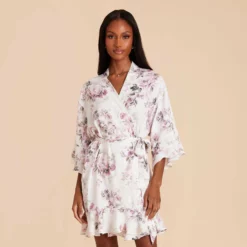 Kenny Floral Ruffle Robe - Dusty Pink Peonies