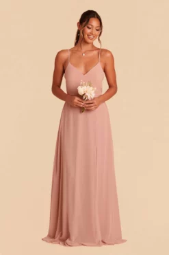 Adelle Chiffon Dress - Dusty Rose