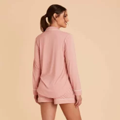 Jonny Long Sleeve Pajama Set - Dusty Rose -US Skirt Sales 2024 dusty rose jonny long sleeve bridesmaid pajama set 09