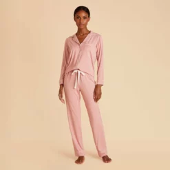 Jonny Long Sleeve Pajama And Pants Set - Dusty Rose