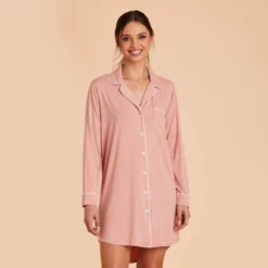 Kamryn Sleepshirt - Dusty Rose -US Skirt Sales 2024 dusty rose kamryn sleepshirt bridesmaid pajama 02
