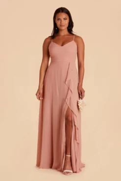Theresa Chiffon Dress - Dusty Rose