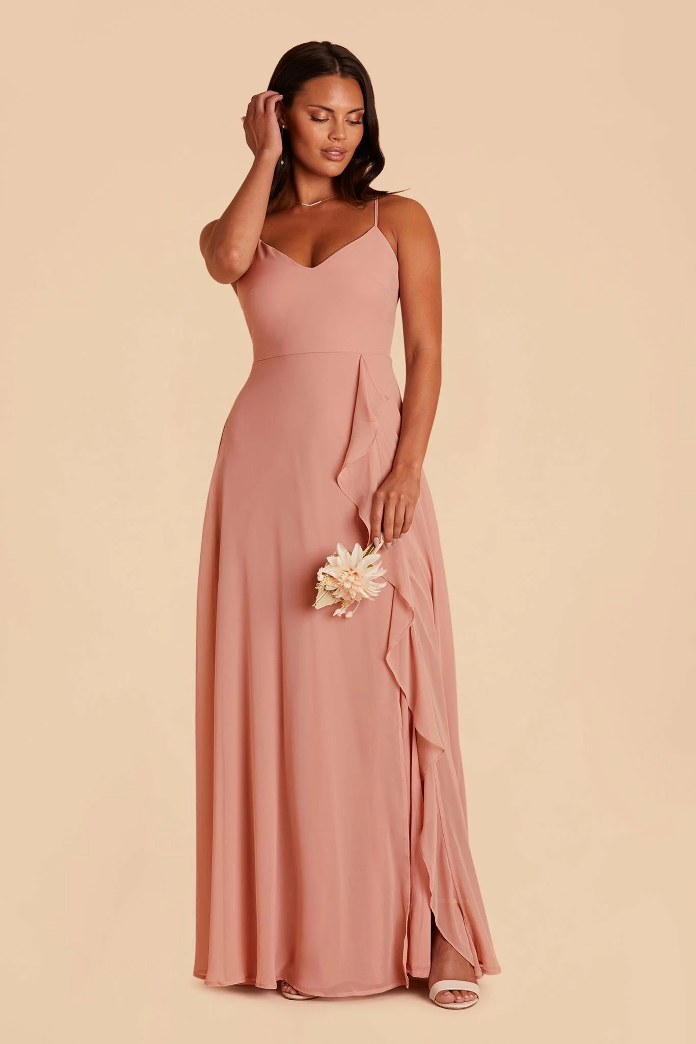 Theresa Chiffon Dress - Dusty Rose 3 Theresa Chiffon Dress - Dusty Rose - Image 3