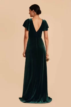 Hannah Velvet Dress - Emerald -US Skirt Sales 2024 emerald hannah velvet bridesmaid dress 03