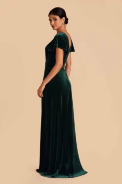 Hannah Velvet Dress - Emerald -US Skirt Sales 2024 emerald hannah velvet bridesmaid dress 04