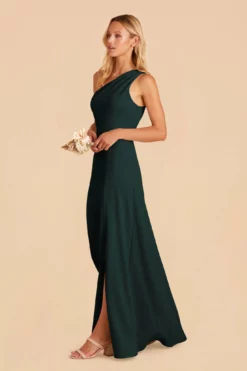 Kira Crepe Dress - Emerald -US Skirt Sales 2024 emerald kira crepe bridesmaid dress 01