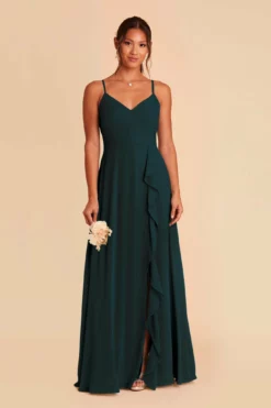 Theresa Chiffon Dress - Emerald -US Skirt Sales 2024 emerald theresa convertible slit bridesmaid dress 01