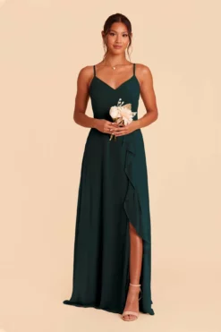Theresa Chiffon Dress - Emerald -US Skirt Sales 2024 emerald theresa convertible slit bridesmaid dress 02
