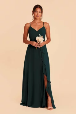 Theresa Chiffon Dress - Emerald -US Skirt Sales 2024 emerald theresa convertible slit bridesmaid dress 04