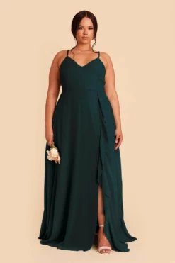 Theresa Chiffon Dress - Emerald -US Skirt Sales 2024 emerald theresa plus size convertible slit bridesmaid dress 02