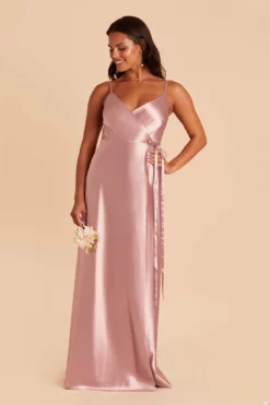 Cindy Shiny Satin Dress - English Rose -US Skirt Sales 2024 english rose cindy satin bridesmaid dress 02