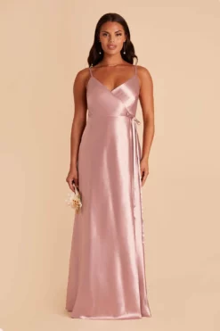 Cindy Shiny Satin Dress - English Rose -US Skirt Sales 2024 english rose cindy satin bridesmaid dress 03