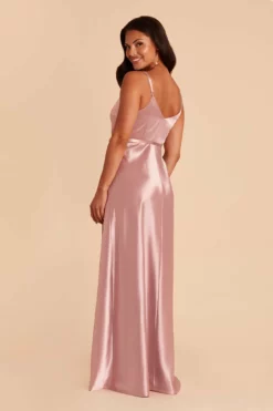 Cindy Shiny Satin Dress - English Rose -US Skirt Sales 2024 english rose cindy satin bridesmaid dress 05