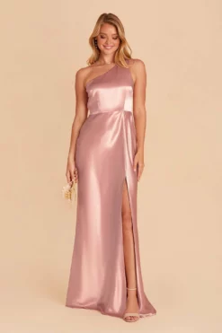 Kira Shiny Satin Dress - English Rose 9 Kira Shiny Satin Dress - English Rose -US Skirt Sales 2024 english rose kira slit satin bridesmaid dress 02