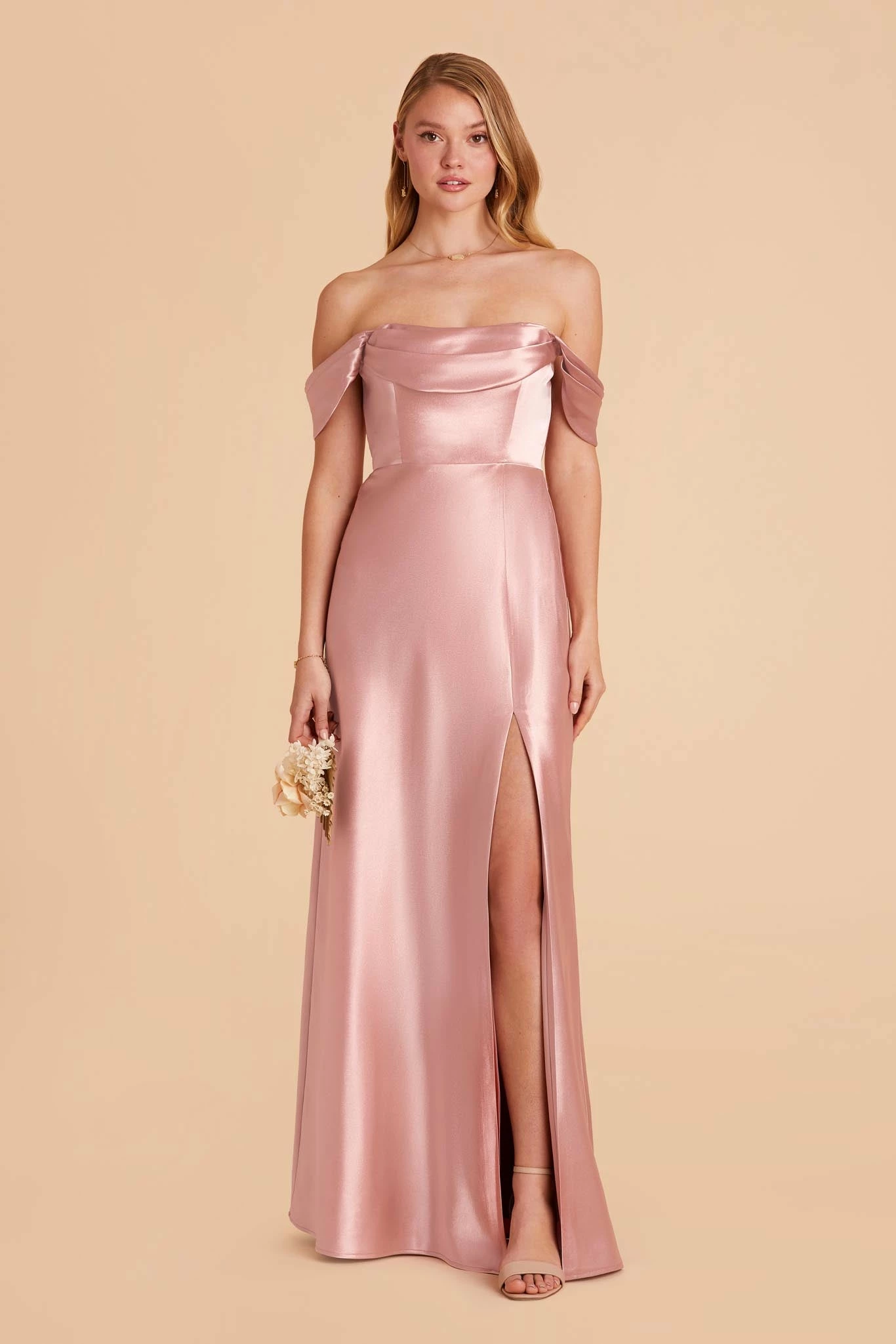 Mia Shiny Satin Convertible Dress - English Rose 1 Mia Shiny Satin Convertible Dress - English Rose