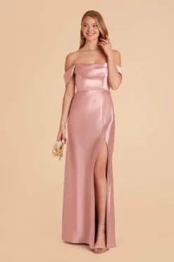 Mia Shiny Satin Convertible Dress - English Rose 9 Mia Shiny Satin Convertible Dress - English Rose -US Skirt Sales 2024 english rose mia satin bridesmaid dress 02